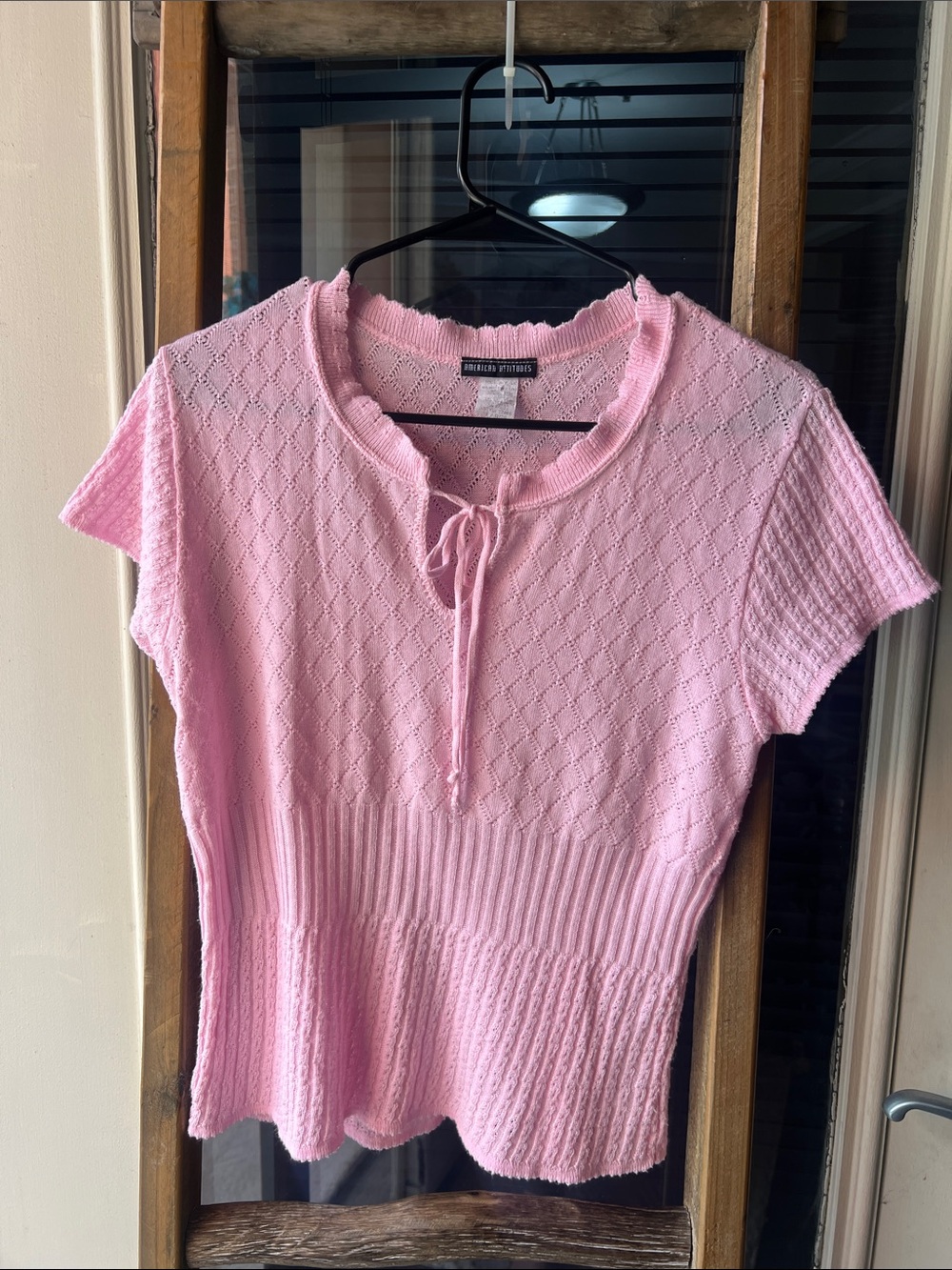American Attitudes Soft Pink Knit Tie-Front Camisole